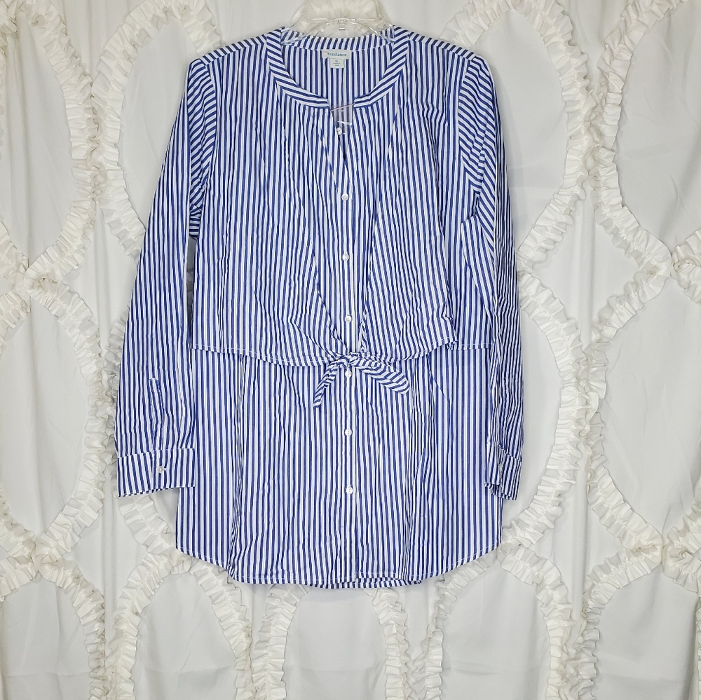 Sundance Striped Button Down Blouse Top XL